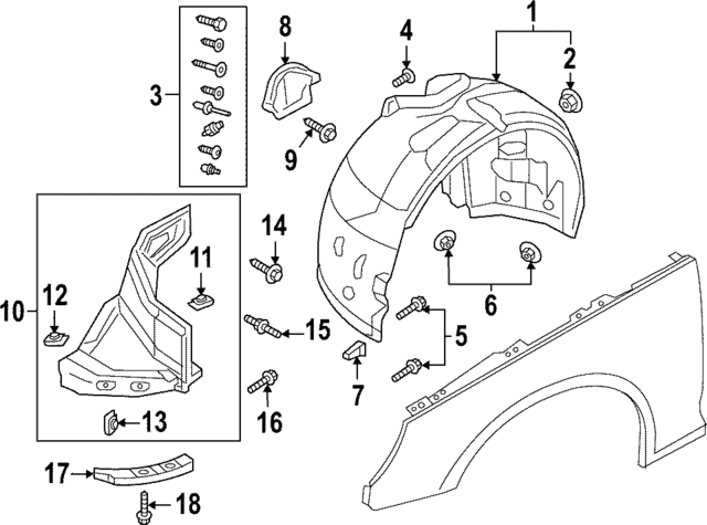 8W9821172A - Body: Fender Liner for Audi Image