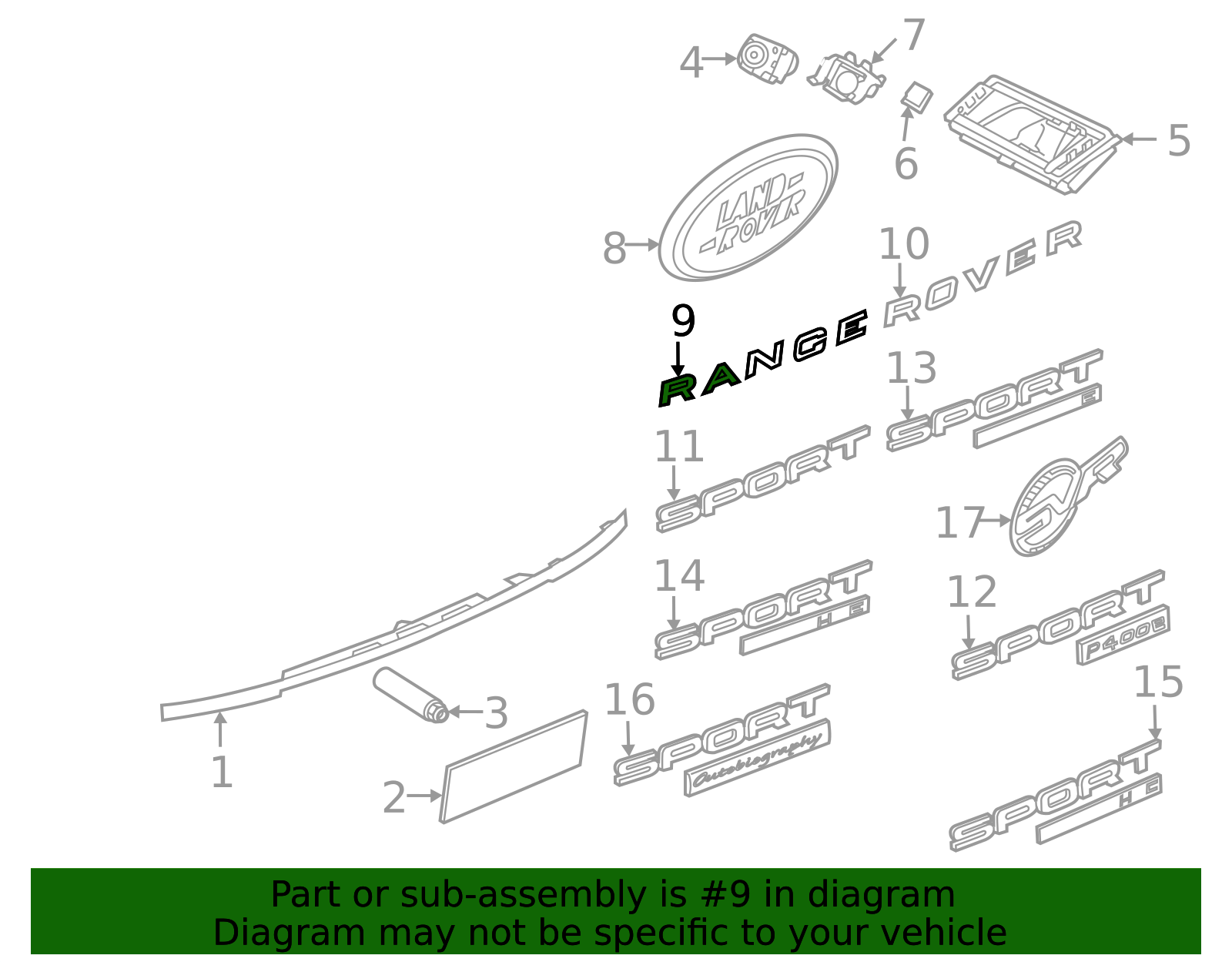 Autonation Range Rover Land Rover Rear Hatch Emblem - Factory Logo Badge - Part #LR106498 ...