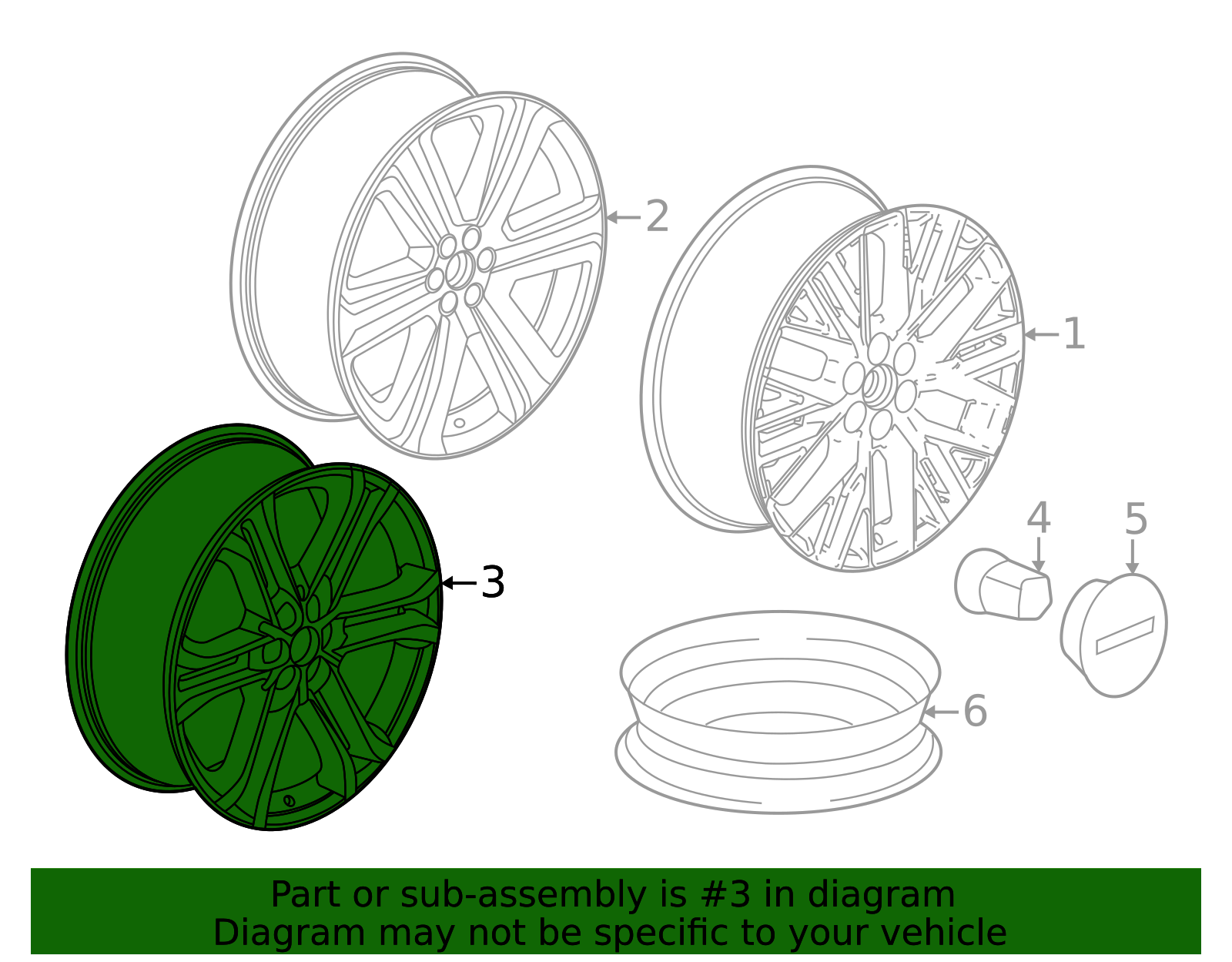 85523679 - 2024-2025 GM - 22x8.5-Inch Aluminum 6-Split-Spoke Wheel ...