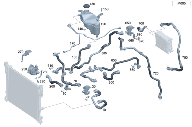 2975010100 - Cooling/Auxiliary Heating: Coolant Line for Mercedes-Benz: EQE 350, EQE 350 SUV, EQE 350+, EQE 350+ SUV, EQE 500, EQE 500 SUV, EQE AMG, EQE AMG SUV, EQS 450, EQS 450 SUV, EQS 450+, EQS 450+ SUV, EQS 580, EQS 580 SUV, EQS AMG, Maybach EQS 680 SUV Image image