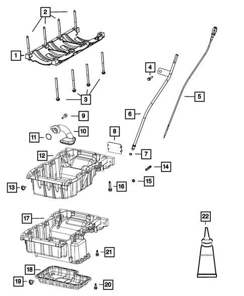 Engine Oiling, Oil Pan and Indicator (Dipstick) for 2020 Jeep Cherokee #0