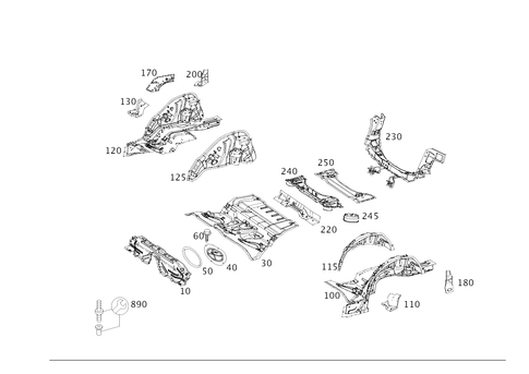 Rear-End Floor for 2010 Mercedes-Benz C300 #0