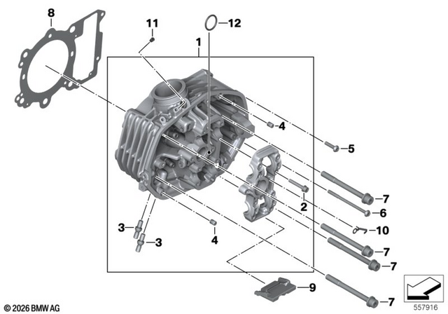 11128394925 - Engine: Left Cylinder Head, Black -  for BMW-Motorrad Image