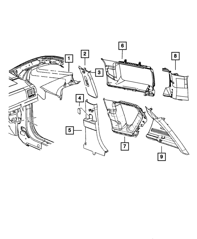 1ET05HDAAG - Interior Trim: B Pillar Upper Trim Panel, Left for Jeep: Compass Image