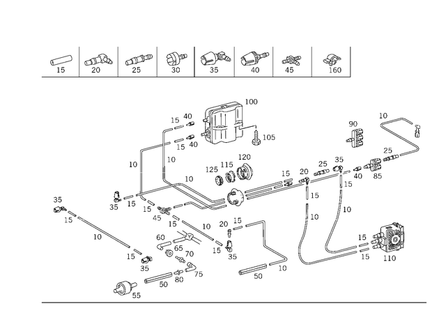 1581435 - Vacuum System/Hydraulic System: Piping for Mercedes-Benz Image image