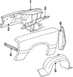 E4LY16054B - Body: Apron Panel for Ford: LTD, Mustang, Thunderbird | Lincoln: Mark VII | Mercury: Capri, Cougar, Marquis Image