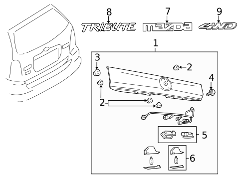 Exterior Trim - Lift Gate for 2010 Mazda Tribute #0