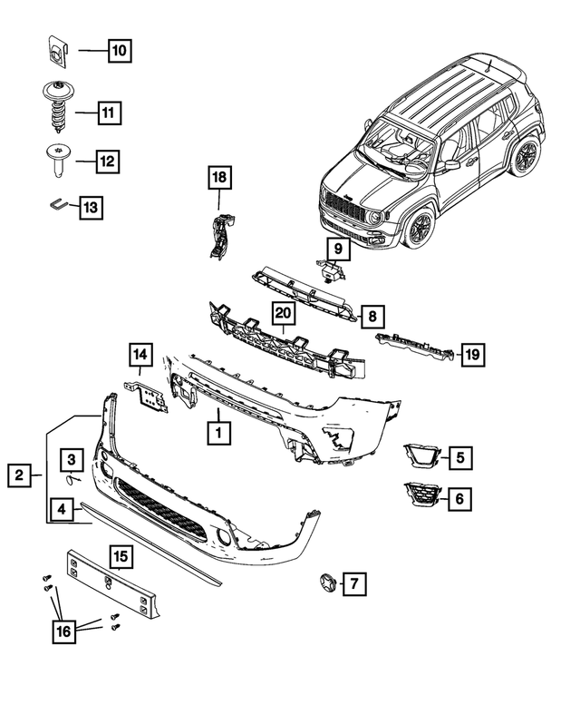 6VM44TZZAA - Frame, Bumper and Fascia: Front Upper Fascia for Mopar Image