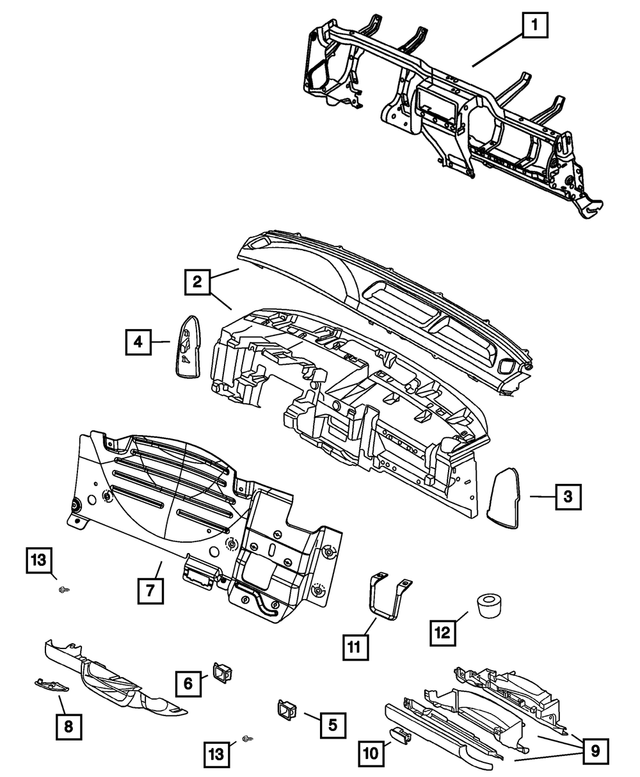 55056150AB - Instrument Panel and Radios and Consoles: Instrument Panel Reinforcement for Mopar Image image