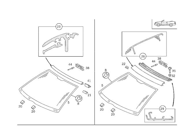 2086700300 - Windows: Windshield for Mercedes-Benz Image image