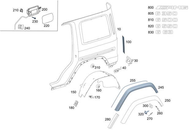 4636376600 - Side Panels: Stiffener for Mercedes-Benz: G500, G550, G580, G63 4x4 Squared AMG, G63 AMG Image image