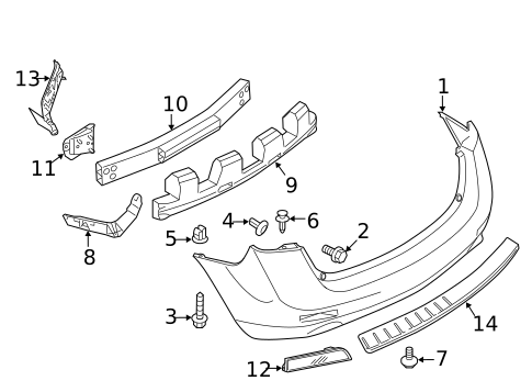 Bumper & Components - Rear for 2009 Nissan Murano #0