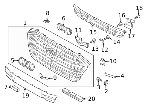 Grille & Components for 2020 Audi S8 #0
