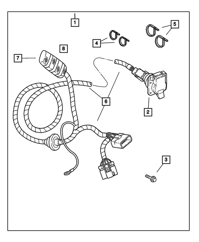 82207248AB - Mopar Accessories - Component Parts: Trailer Tow Wiring Package for Mopar Image