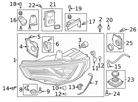 Headlamp Components for 2015 Audi A3 Quattro #1