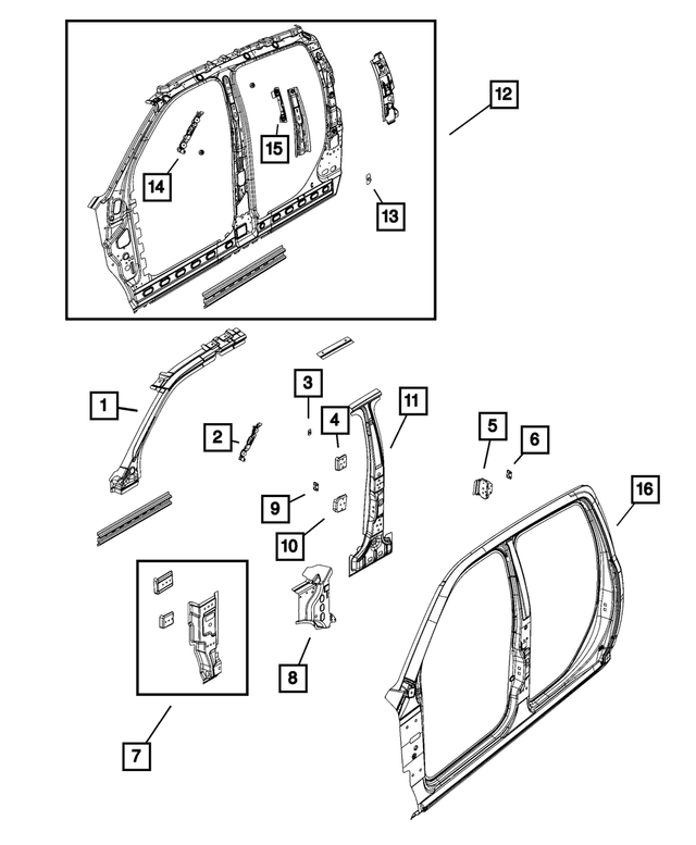 55112294AB - Body Sheet Metal Except Doors: C-pillar Reinforcement, Right for Mopar Image