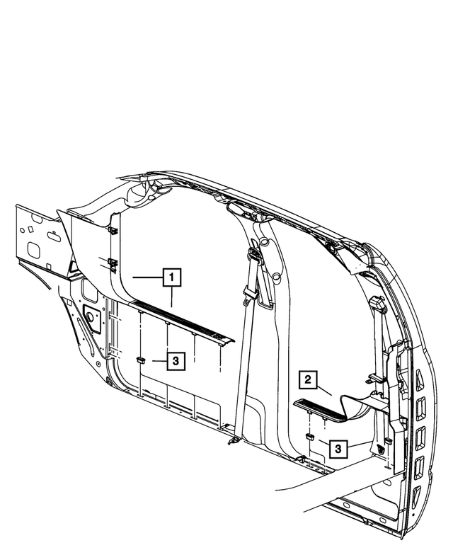 1DX68HL1AD - Interior Trim: Scuff Panel, Right for Mopar Image