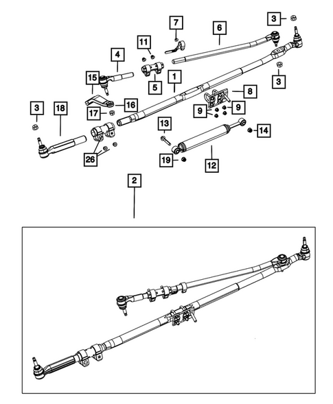 thumbnail image 2 of Steering Linkage Drag Link Tie Rod Assembly For Dodge Ram 2500 3500 (2003-2012) – BFO 2 of 5