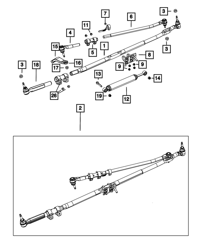68338343AB - Steering: Steering Drag Link Assembly for Mopar Image