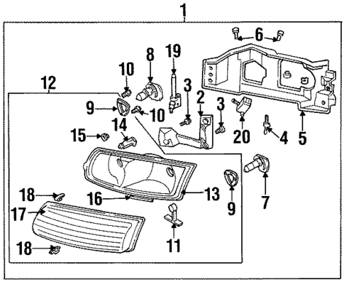 Headlamp Components for 1996 Buick Riviera #0