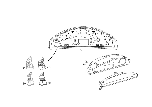 2205402747 - Electrical Equipment and Instruments: Instrument Cluster for Mercedes-Benz: S430, S55 AMG Image image