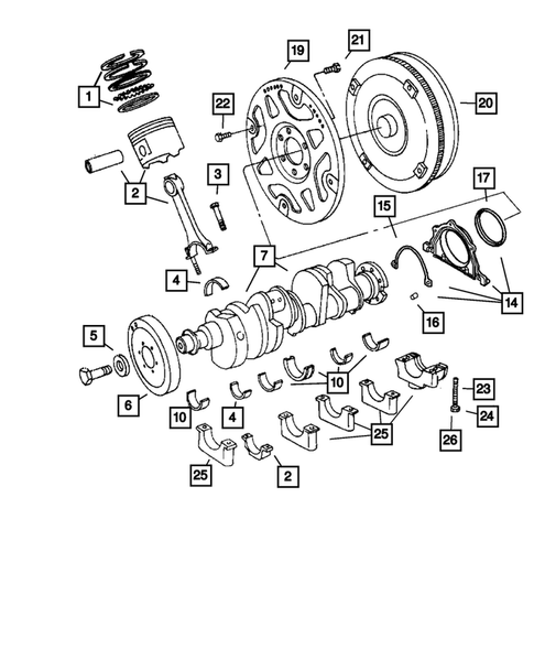 Crankshaft, Pistons and Torque Converter for 2005 Jeep Grand Cherokee #0