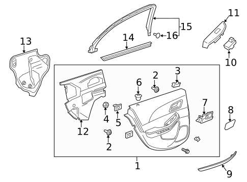Interior Trim - Rear Door for 2015 Chevrolet Malibu #0