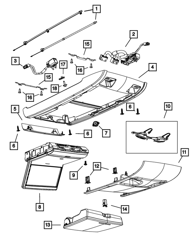 5SD40HDAAB - Interior Trim: Overhead Console Cover for Mopar Image