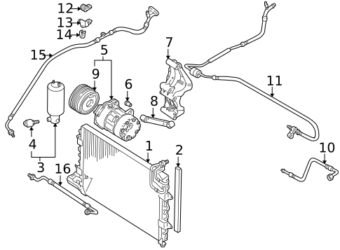 Condenser, Compressor & Lines for 2002 Volkswagen Cabrio #0
