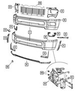 1HH70LAUAC - Frame, Bumper and Fascia: Front Bumper Upper Cap, Right for Ram: 2500, 3500 Image