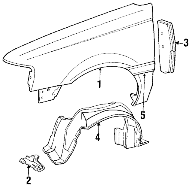 F23Z16005B - Body: Fender for Ford: Tempo | Mercury: Topaz Image