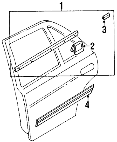 Exterior Trim - Rear Door for 1995 Kia Sephia #0