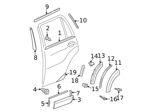 Exterior Trim - Rear Door for 2005 Toyota RAV4 #0