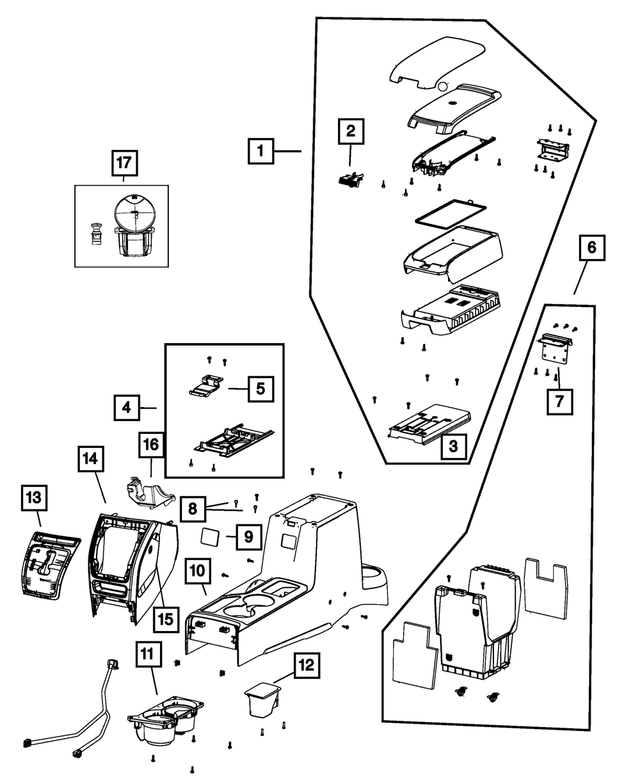 1QF55XDVAB - Interior Trim: Armrest Lid Latch for Mopar Image