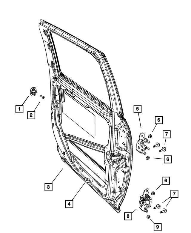 68564371AA - Doors, Door Mirrors and Related Parts: Rear Door Outer Repair Panel, Left for Mopar Image