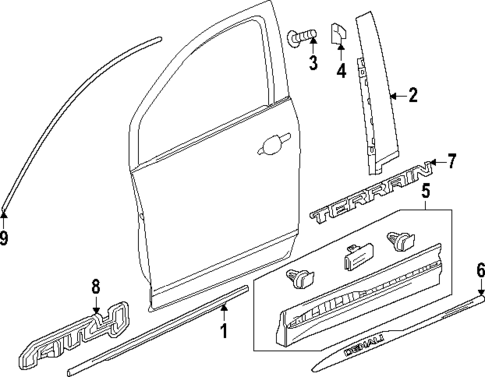 Exterior Trim - Front Door for 2018 GMC Terrain #0
