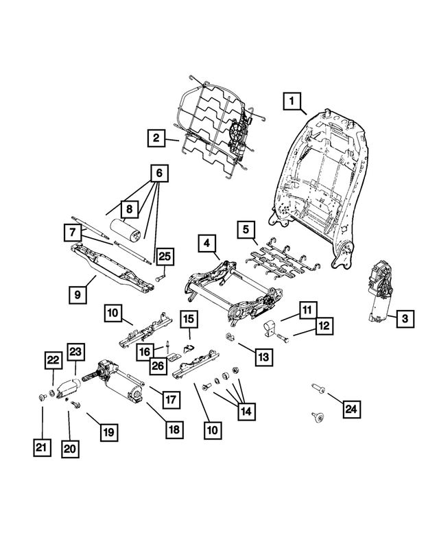 68472071AA - Interior Trim: Front Seat Back Frame, Right for Mopar Image