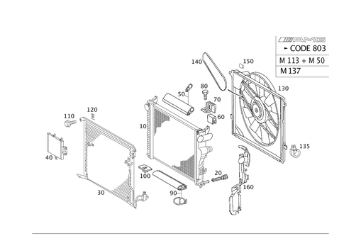 Radiator, Mounting, and Covering for 2002 Mercedes-Benz CL55 AMG #0