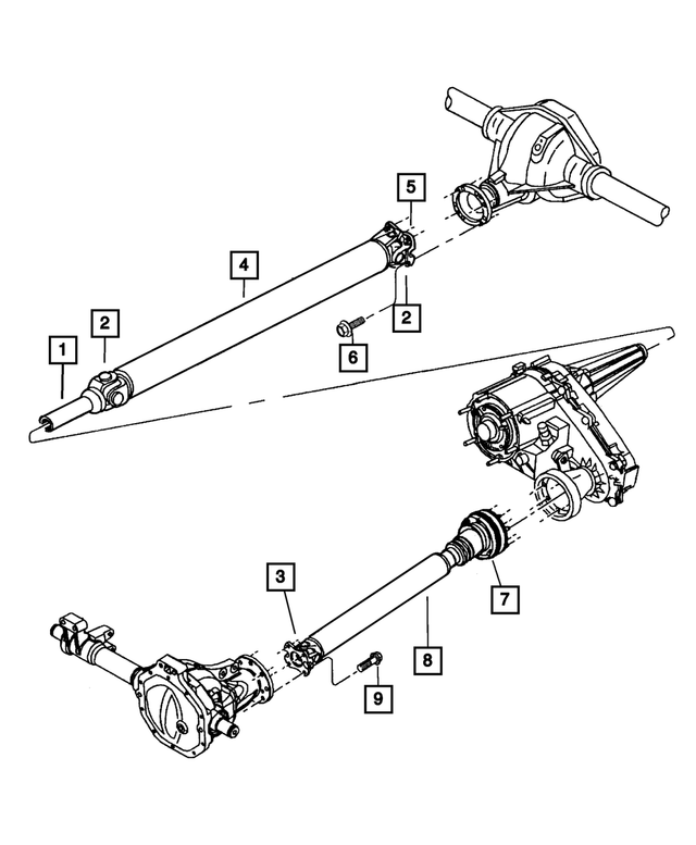52105698AA - Propeller Shafts and U-Joints: Drive Shaft, Rear for Mopar Image