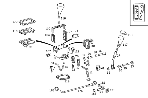 Floor Shift Used with Automatic Fourspeed Transmission 722.3 for 1992 Mercedes-Benz 300SD #1