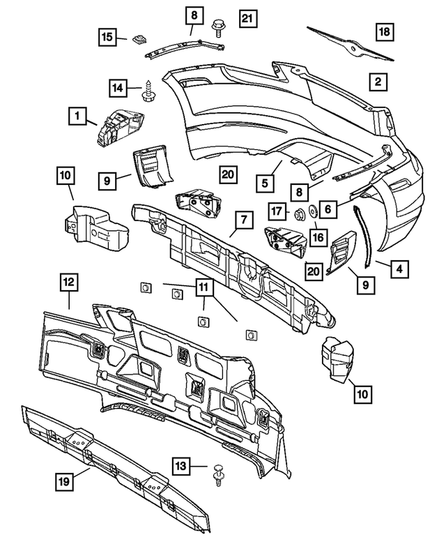 « 5098688AA – Frames and Bumpers : Revêtement De Pare-chocs Arrière Retenue, Côté Droit pour Mopar Image »