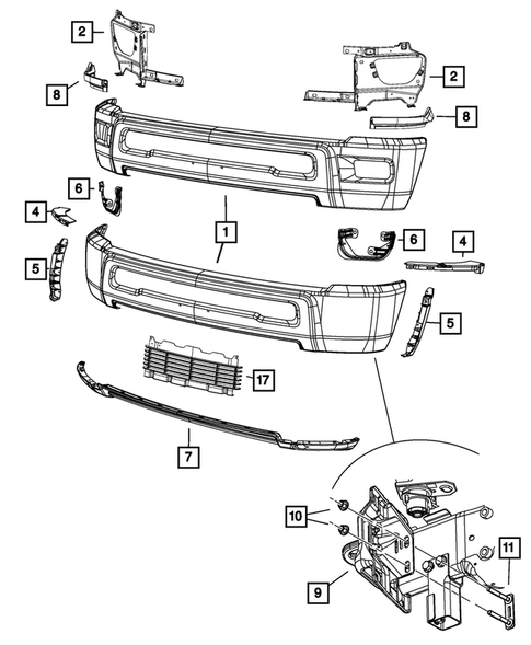Front Bumper and Fascia for 2018 Ram 3500 #0