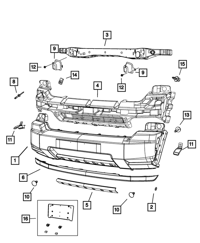 « 68033628AC – Frame, Bumper and Fascia : Avant Revetement pour Mopar Image »