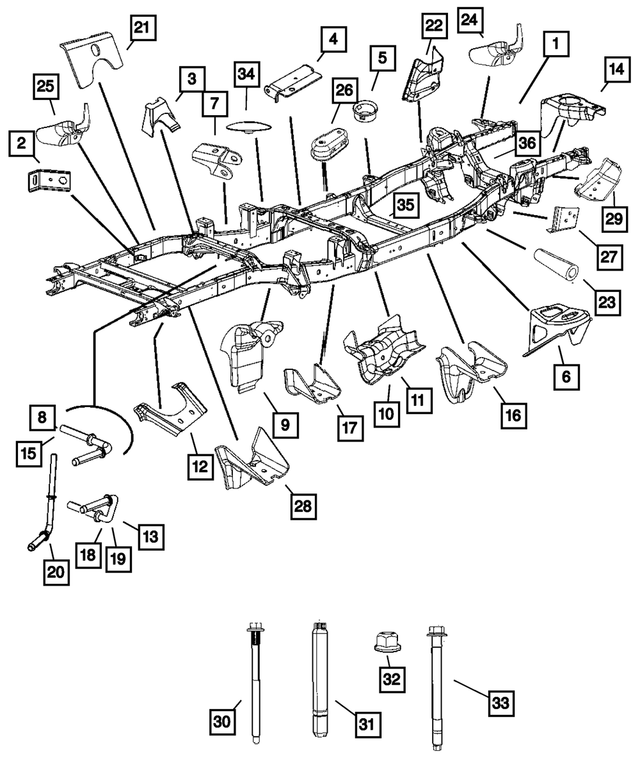 52022443AN - Frames and Bumpers: Chassis Frame Assembly for Mopar Image image