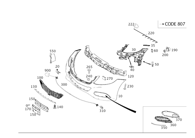 2228800147 - Attachment Parts: Trim, Bumper for Mercedes-Benz: Maybach S550, Maybach S560, Maybach S600, Maybach S650, S450, S550, S550e, S560, S600, S63 AMG, S65 AMG Image image