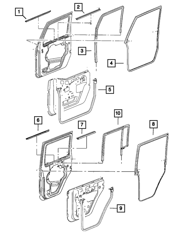 55395272AL - Body Sheet Metal Except Doors: Door To Body Weatherseal, Right for Mopar Image