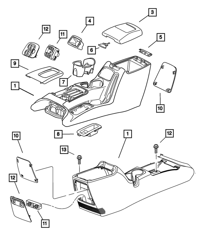 WD581L8AB - Instrument Panel and Radios and Consoles: Base Console for Mopar Image