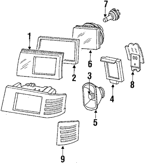 Headlamp Components for 1989 Mercedes-Benz 190D #0