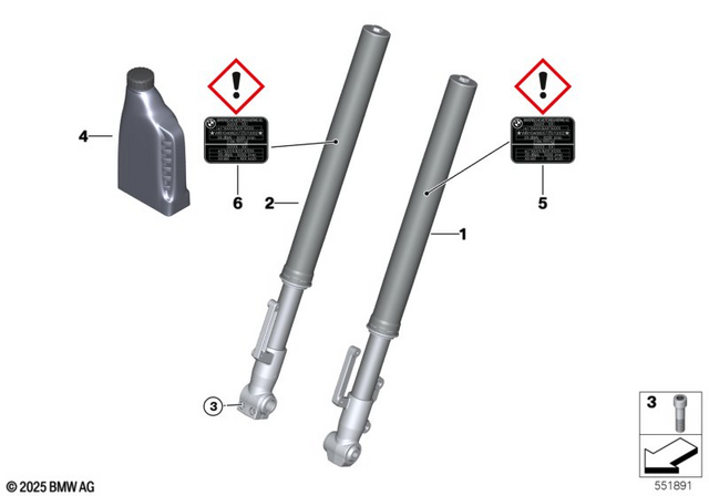 33358522750 - Front Axle, Front Suspension: Fillister-Head Screw - M8X30-8.8 for BMW-Motorrad Image