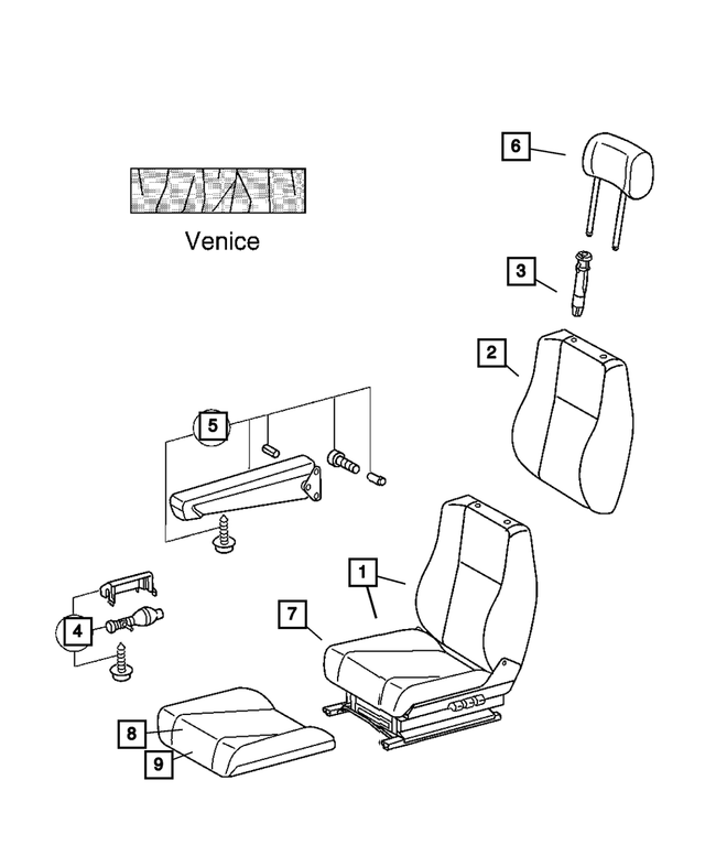 5126986AA - Interior Trim: Front Seat Complete, Right for Mopar Image